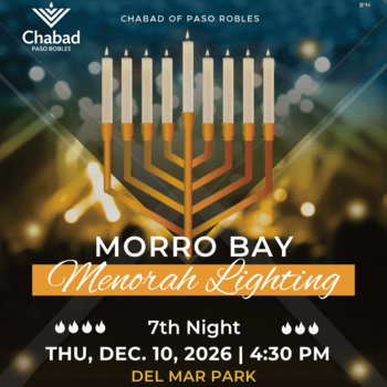 Morro Bay Menorah Lighting - Thursday, December 10, 4:30 PM, Del Mar Park